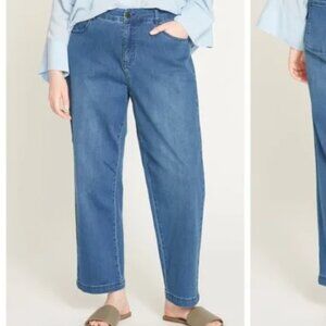 WRAY TAPERED CROPPED DENIM JEANS ADJUSTABLE ELASTIC WAISTBAND sz 26